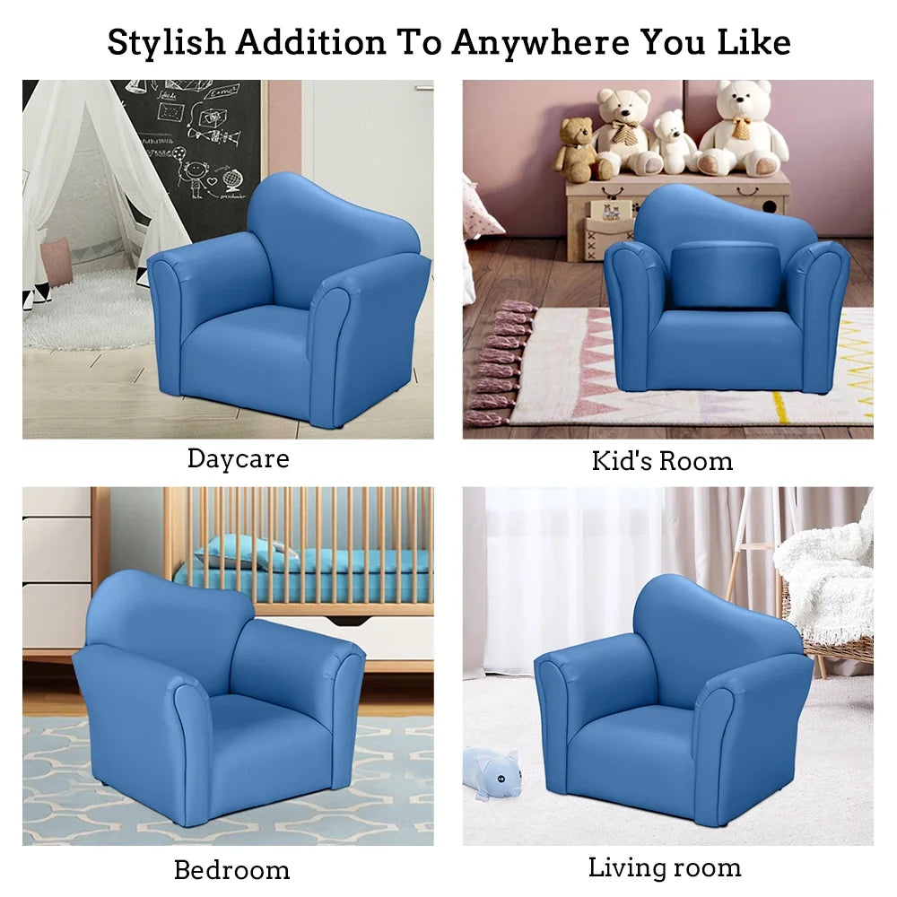 Kids Sofa with Ottoman PVC Leather Toddler Chair V428