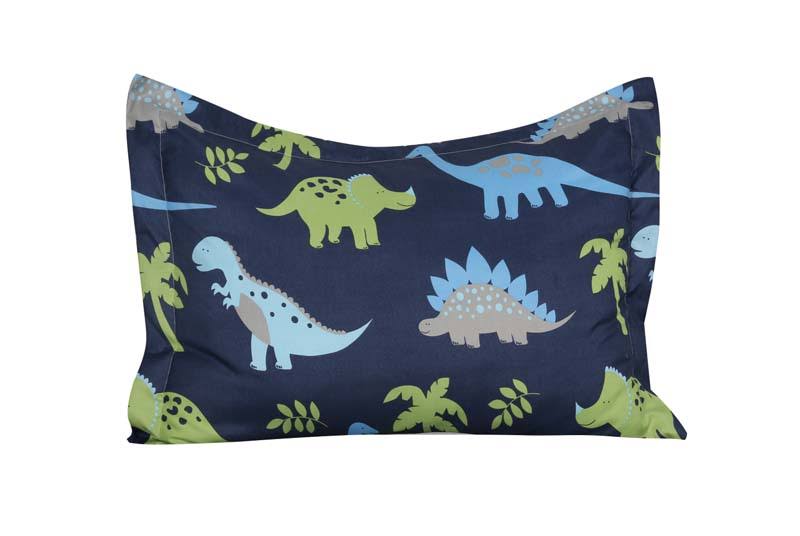 Full Size 8 Pieces Reversible Blue and Lime Green Dinosaur Microfiber Kids Comforter with Sheets P82284