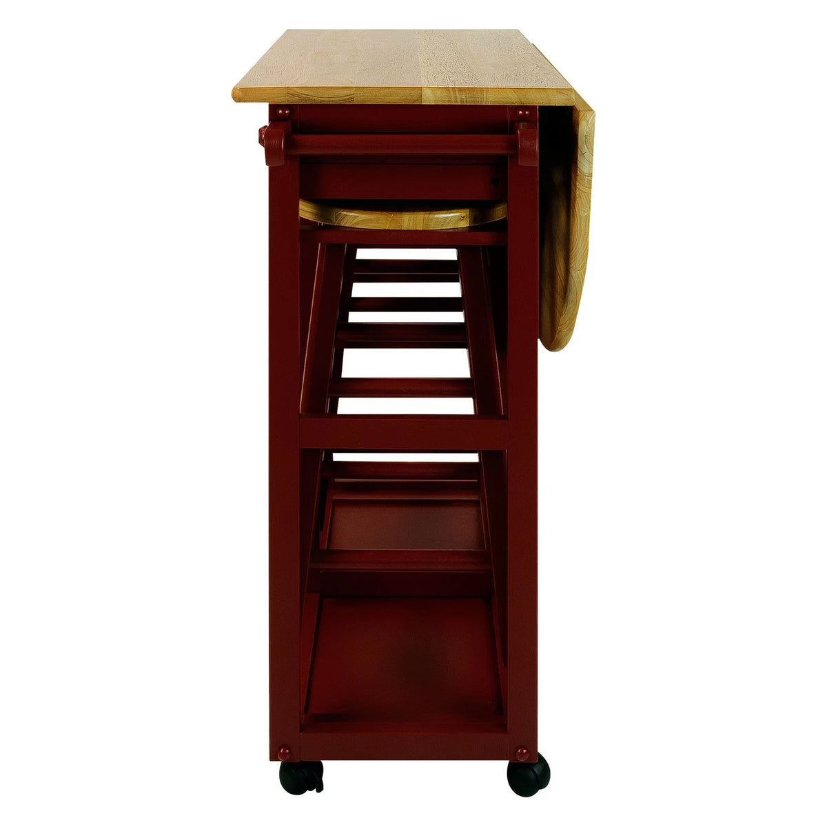 White Kitchen Cart with Drop-Leaf Table Q525