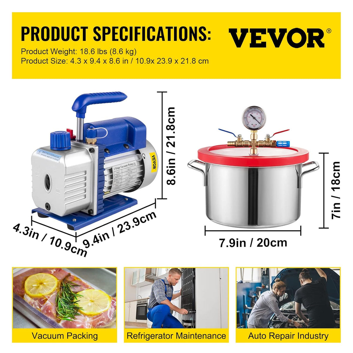 1.5 Gallon Stainless Steel Vacuum Chamber Kit with 2.5 CFM Vacuum Pump B69299
