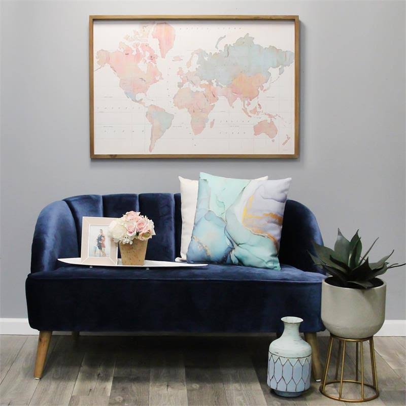 6.69x22 Metal Coastal Table Vase in Distressed Blue/Gold K322732
