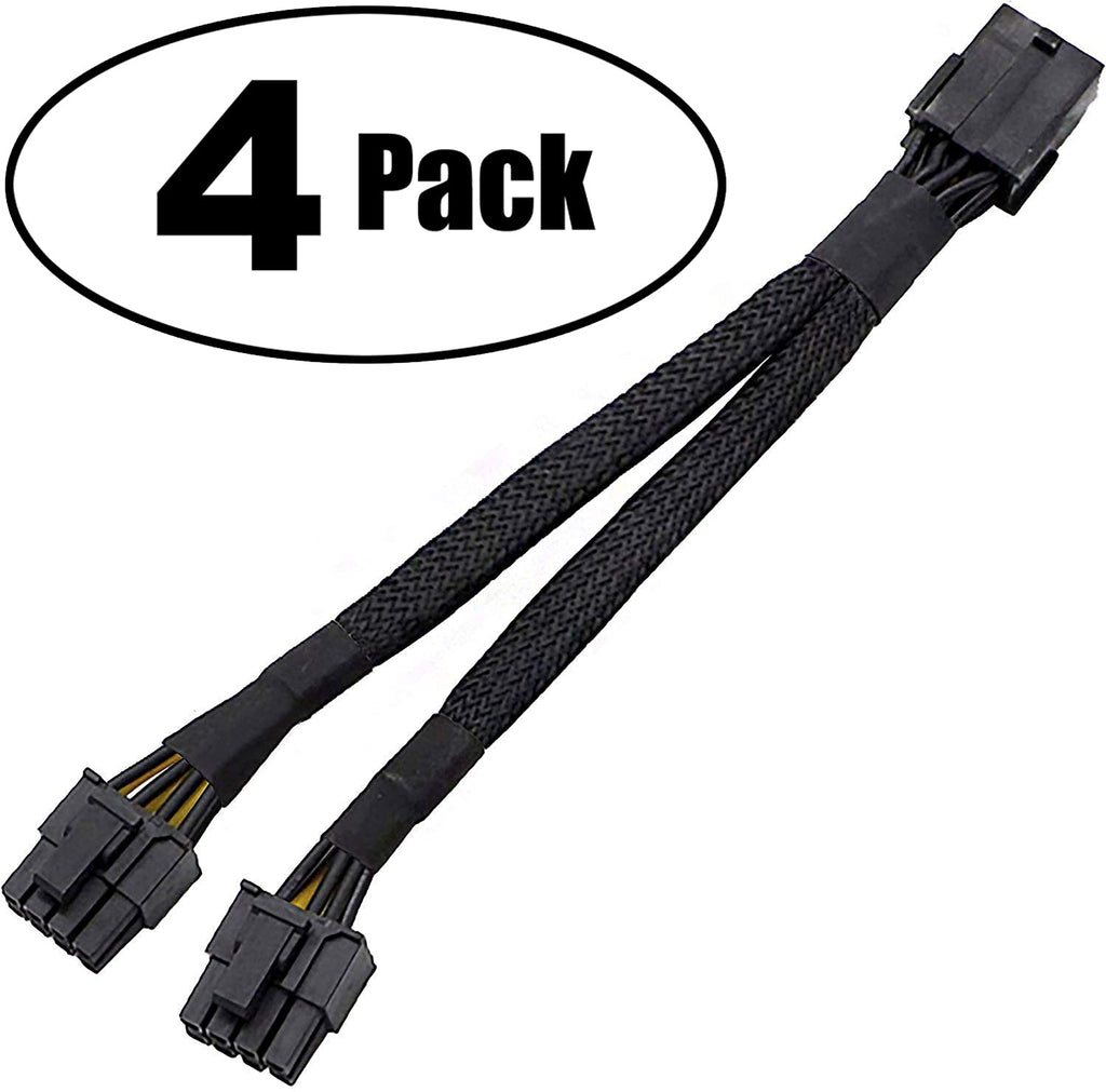 8 Pin GPU Splitter Power Sleeved Cable 12-inches (4 Pack) D4236
