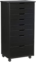 Black Eight Drawer Wood Rolling File Cabinet Storage Cart L889