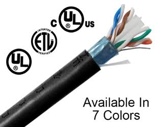 Cat6 Shielded Bulk Ethernet Cable, Riser CMR, Solid 24 AWG, 1000ft Black W584