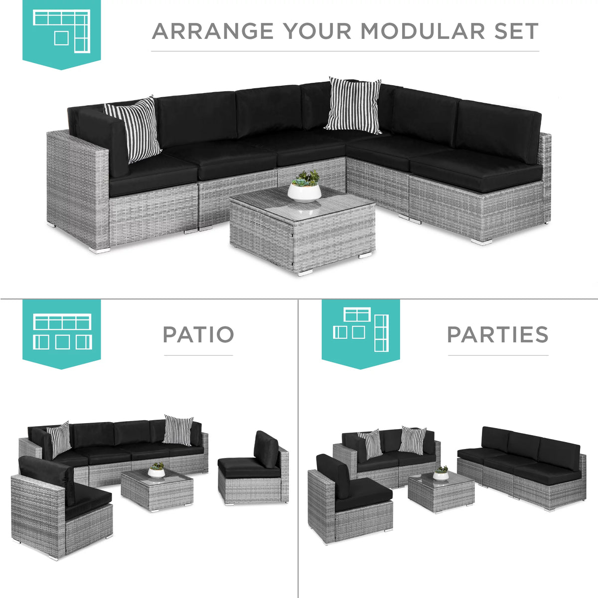 7 Piece Modular Outdoor Wicker Sectional Sofa M613