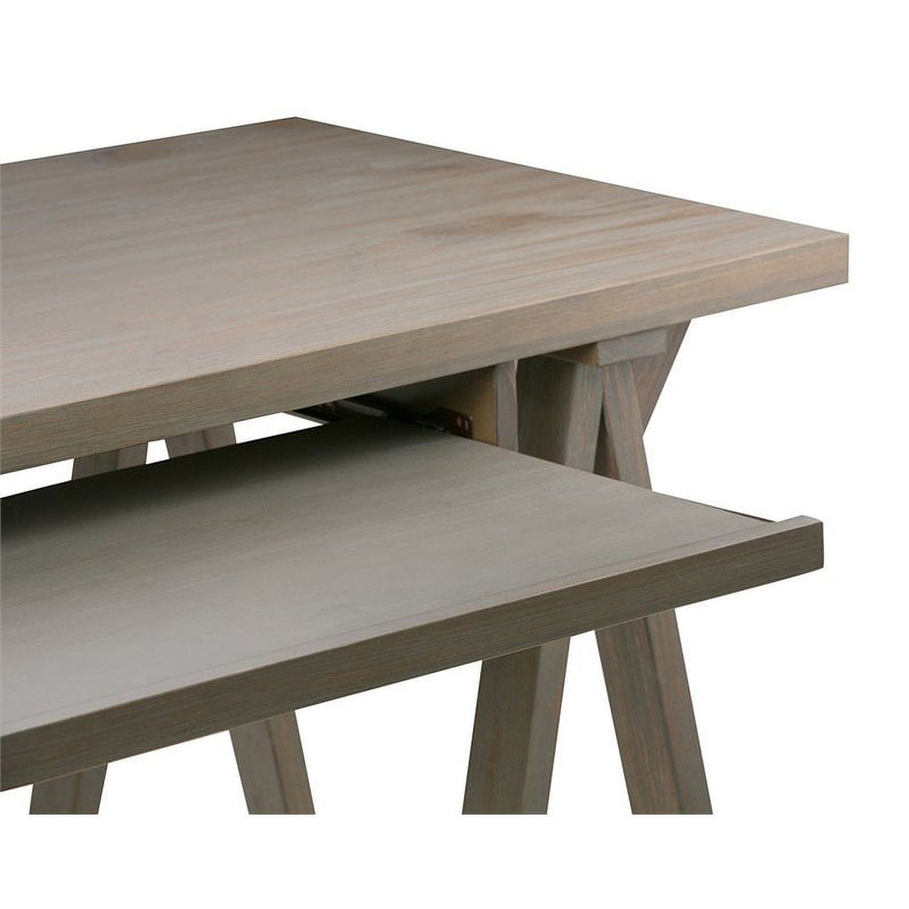 Rustic Solid Wood Computer Desk in Distressed Gray E14796