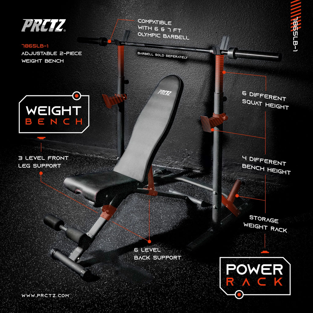 Two-Piece Olympic Weight Bench with Squat Rack B7851