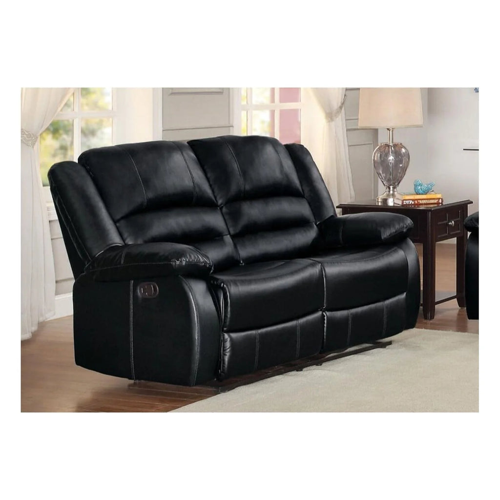 Black Leather Double Reclining Love Seat D648962