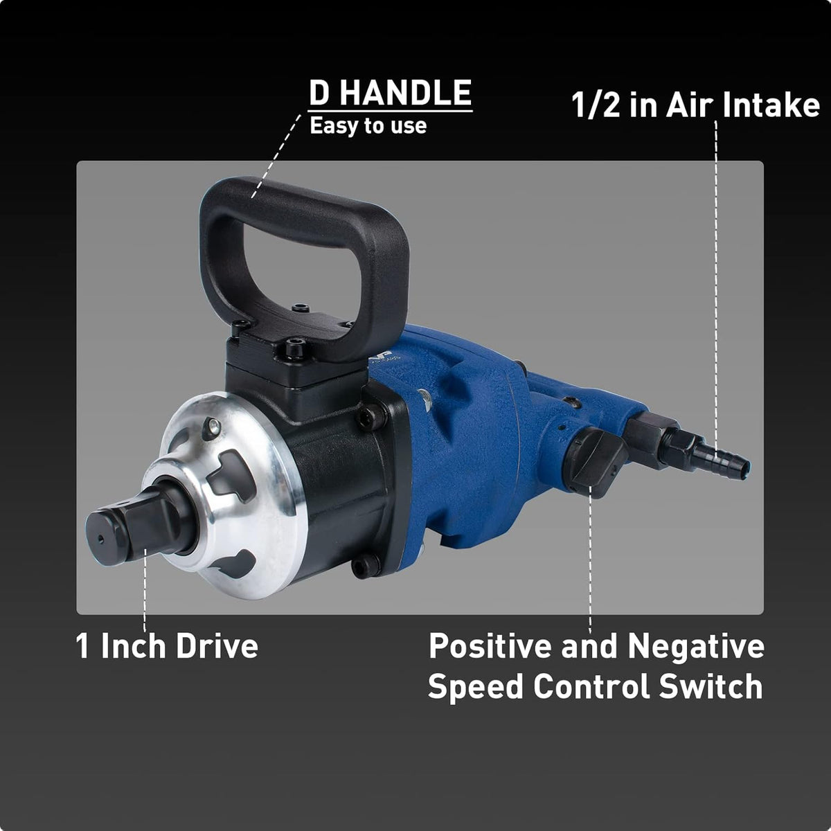 1 Inch Air Impact Wrench with D Handle Y642
