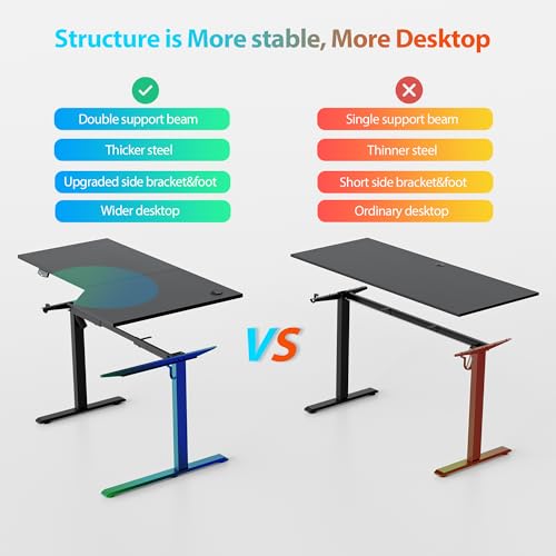 L-Shaped 55 Inches Height Adjustable Electric Standing Desk D40953