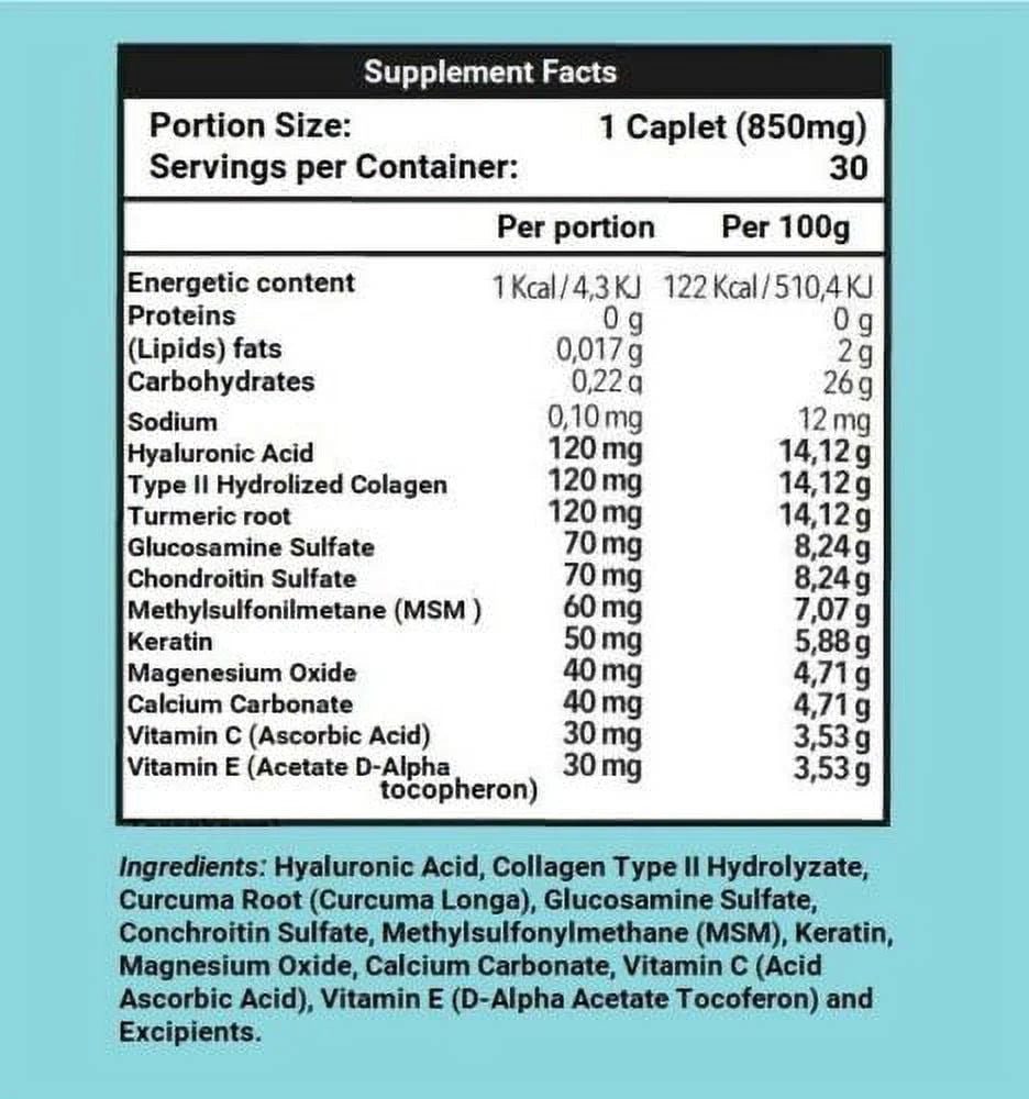 Hyaluronic Acid 30 Caplets 850 mg S98002