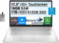 17.3 HD+ Touchscreen Laptop, AMD Ryzen 5-5500U, 16GB RAM, 1TB HDD+512GB SSD, Silver O354