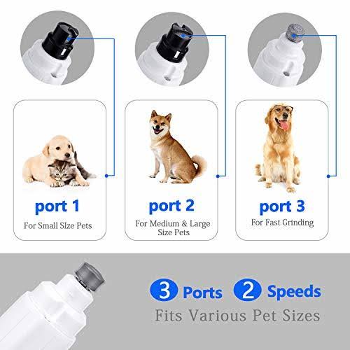 Dog Nail Grinder with LED Light, Low Noise 2 Speed Electric Rechargeable B351