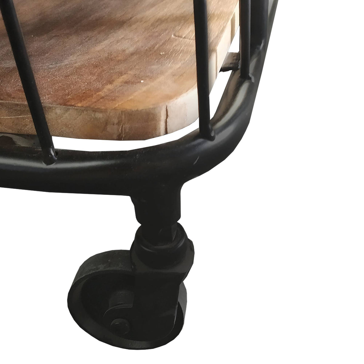 Black and Brown Metal Frame Bar Cart with Wooden Top and 2 Shelves A753672