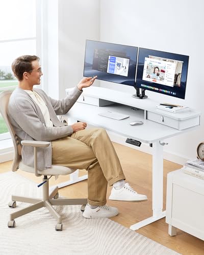48″ x 24″ Black Electric Standing Desk with 2 Drawers E57057