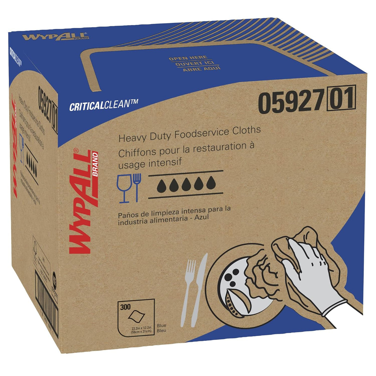 Blue 1/4 Fold Foodservice Towels, Case of 300, Pack of 2 W8635