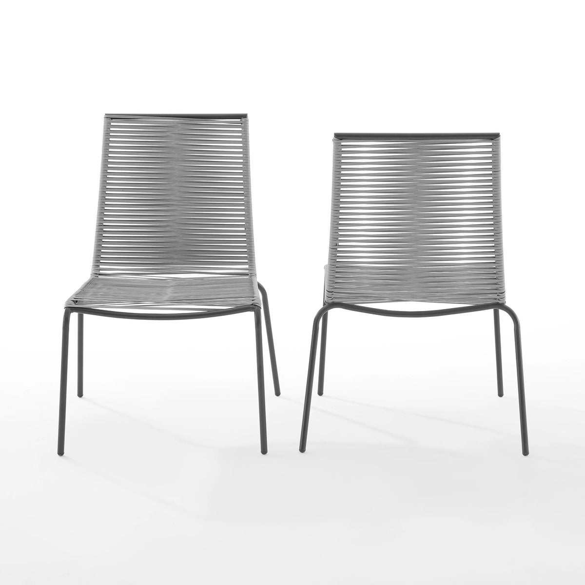 Gray Wicker Rattan Stackable Chair Set of 2 B521