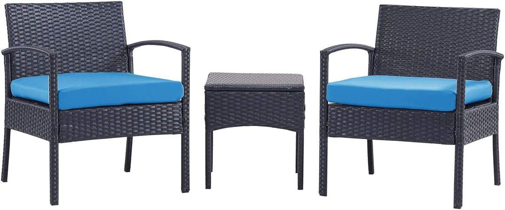 3 PCS Patio Rattan Conversation Chair Set with Coffee Table S827804