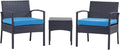 3 PCS Patio Rattan Conversation Chair Set with Coffee Table S827804