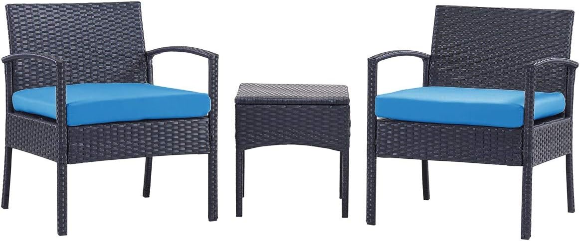 3 PCS Patio Rattan Conversation Chair Set with Coffee Table S827804