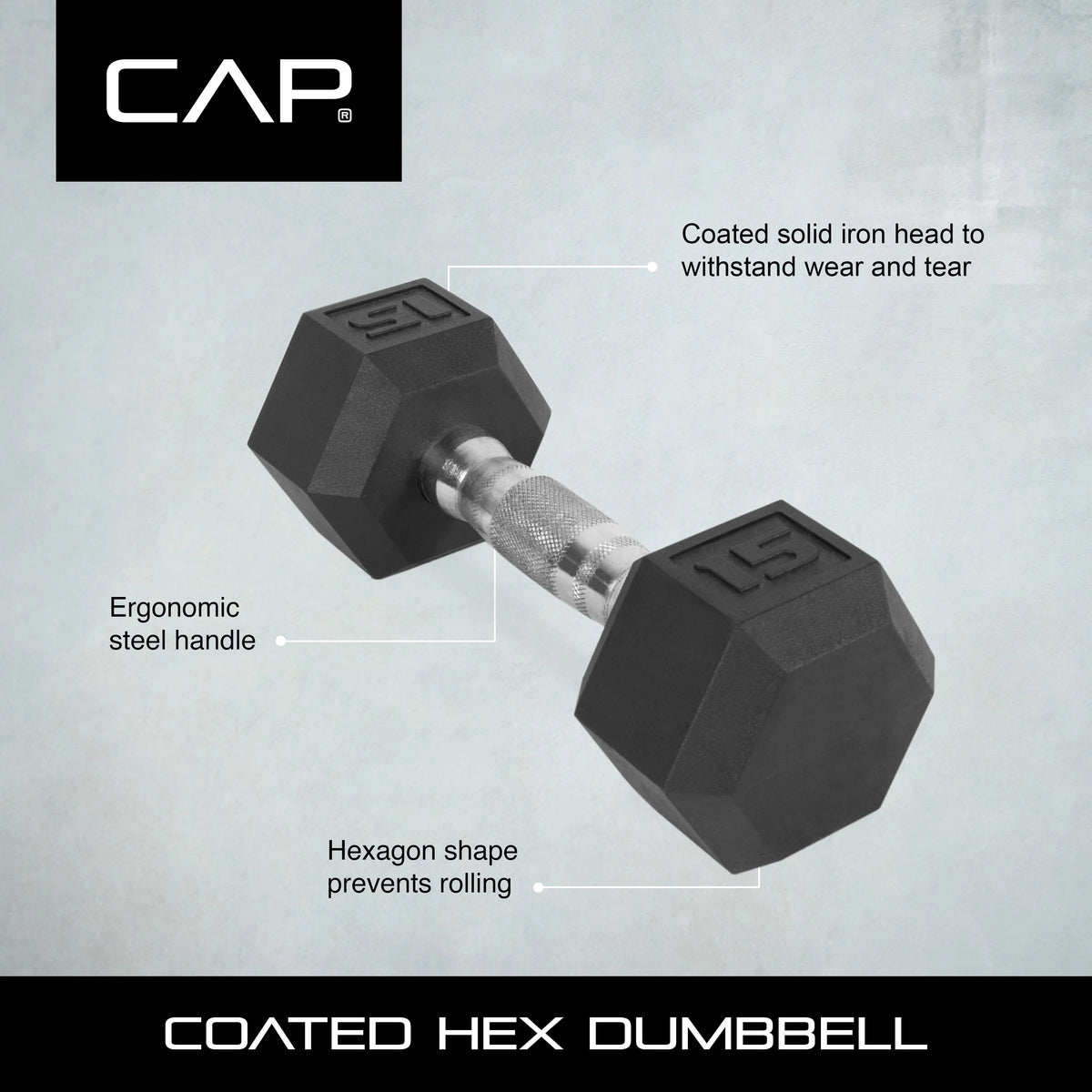 3lb Rubber Hex Dumbbell M121604