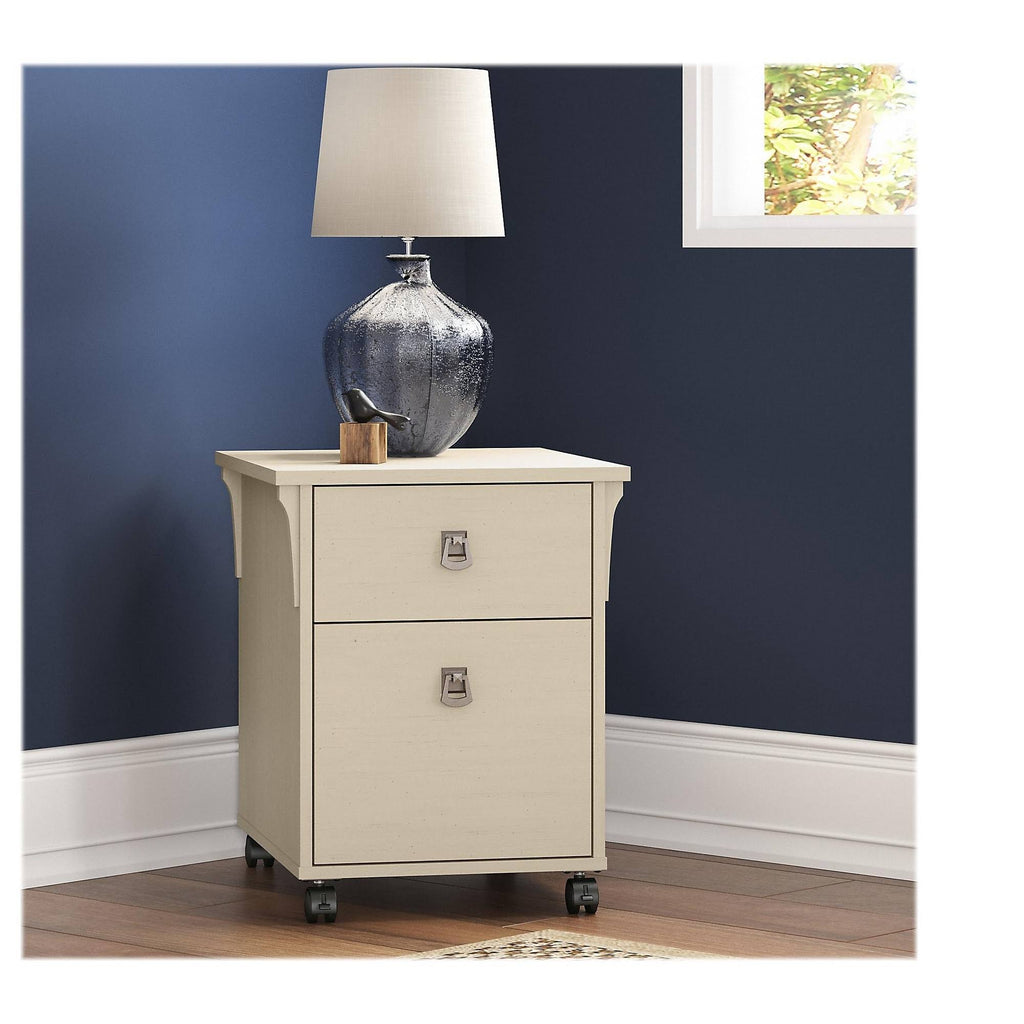 Antique White 2 Drawer Mobile File Cabinet U2734