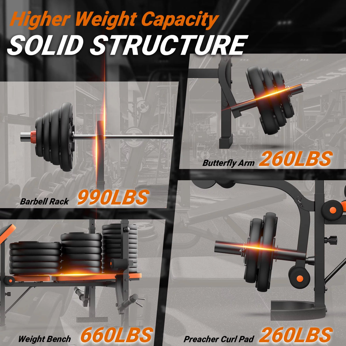 Adjustable Weight Bench with Barbell Rack and Leg Developer L3749