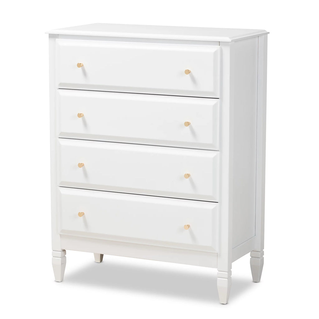 White 4-Drawer Wood Bedroom Chest B97453
