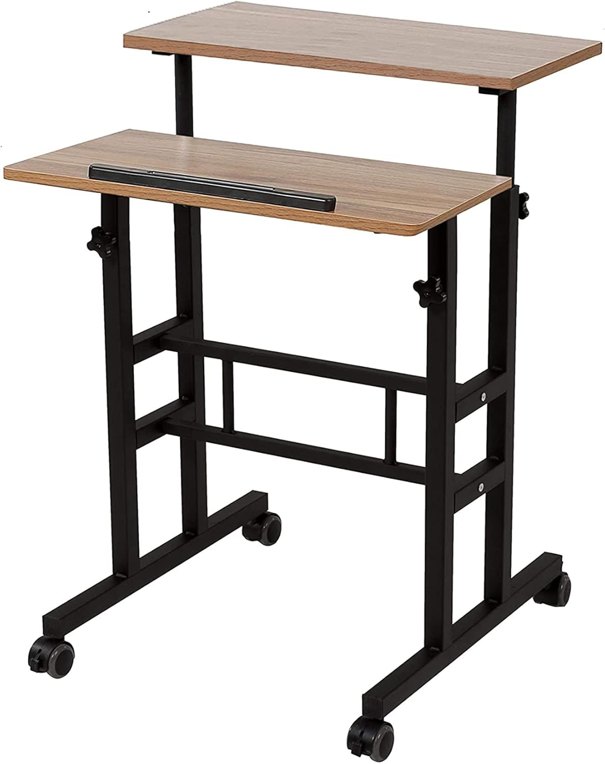 Oak Height Adjustable Standing Desk with Carpet Wheels B624841