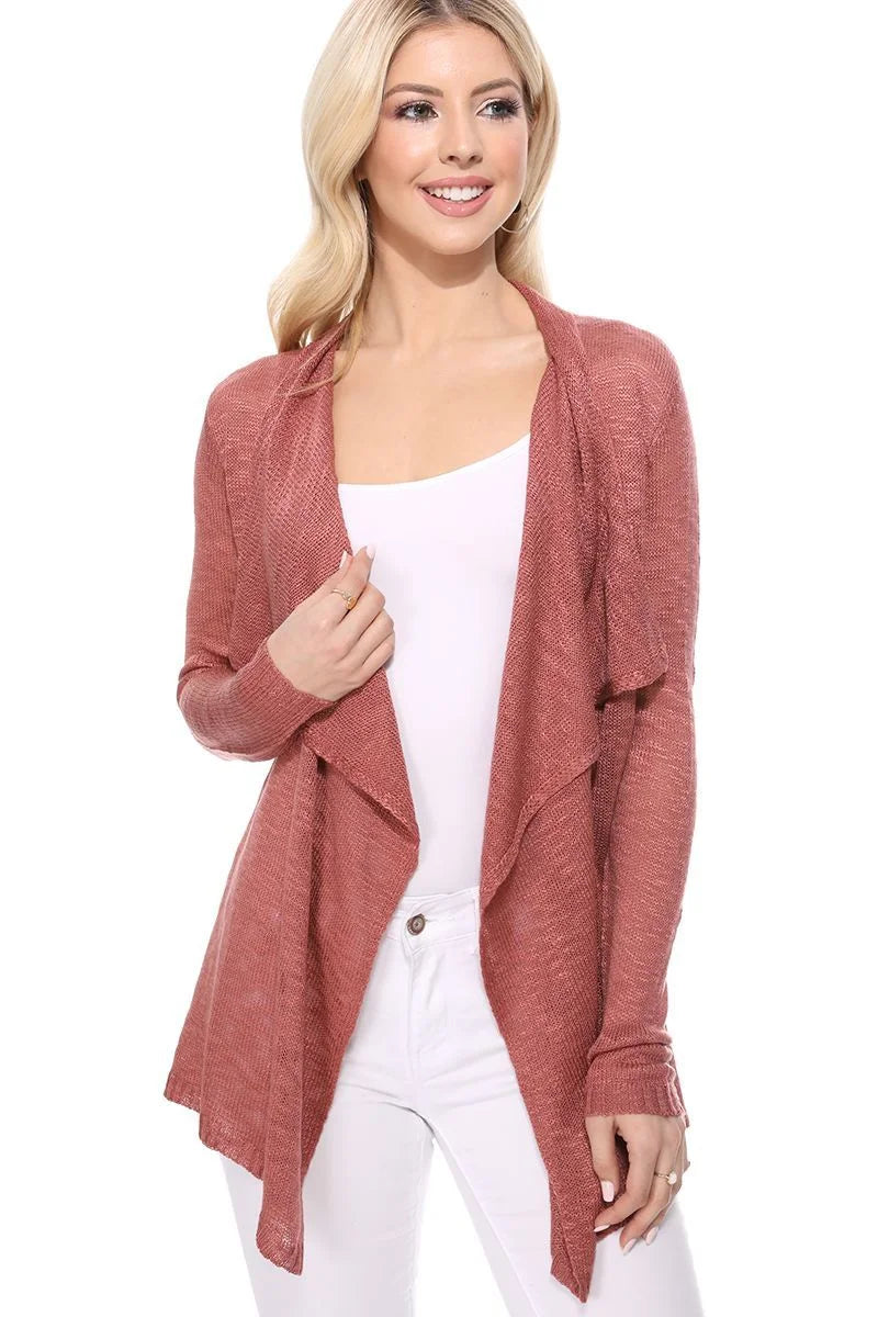 Women's Long Sleeve Sheer Open Front Cardigan Sweater Q176