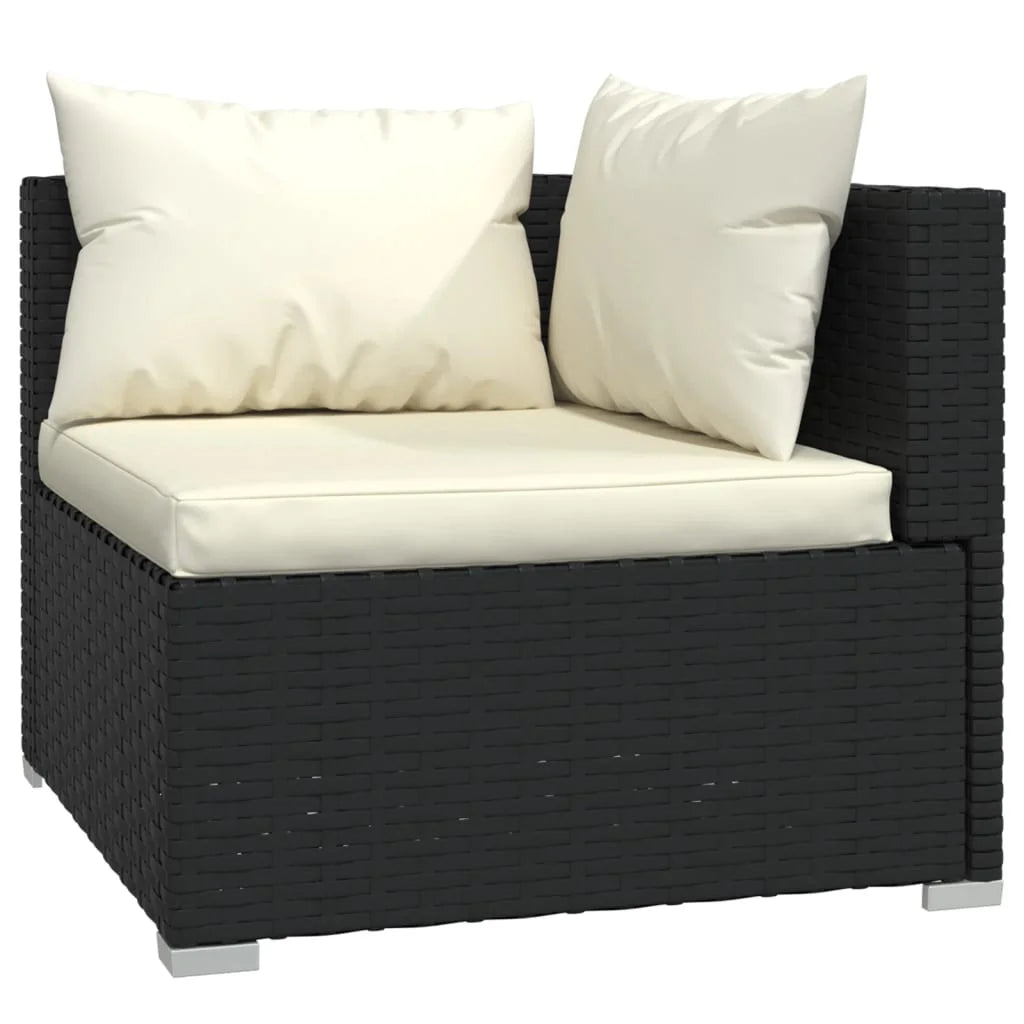 9 Piece Patio Set with Cushions Poly Rattan Black W50600