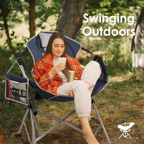 Oversized Hammock Camping Chair with Adjustable Backrest Blue V110024
