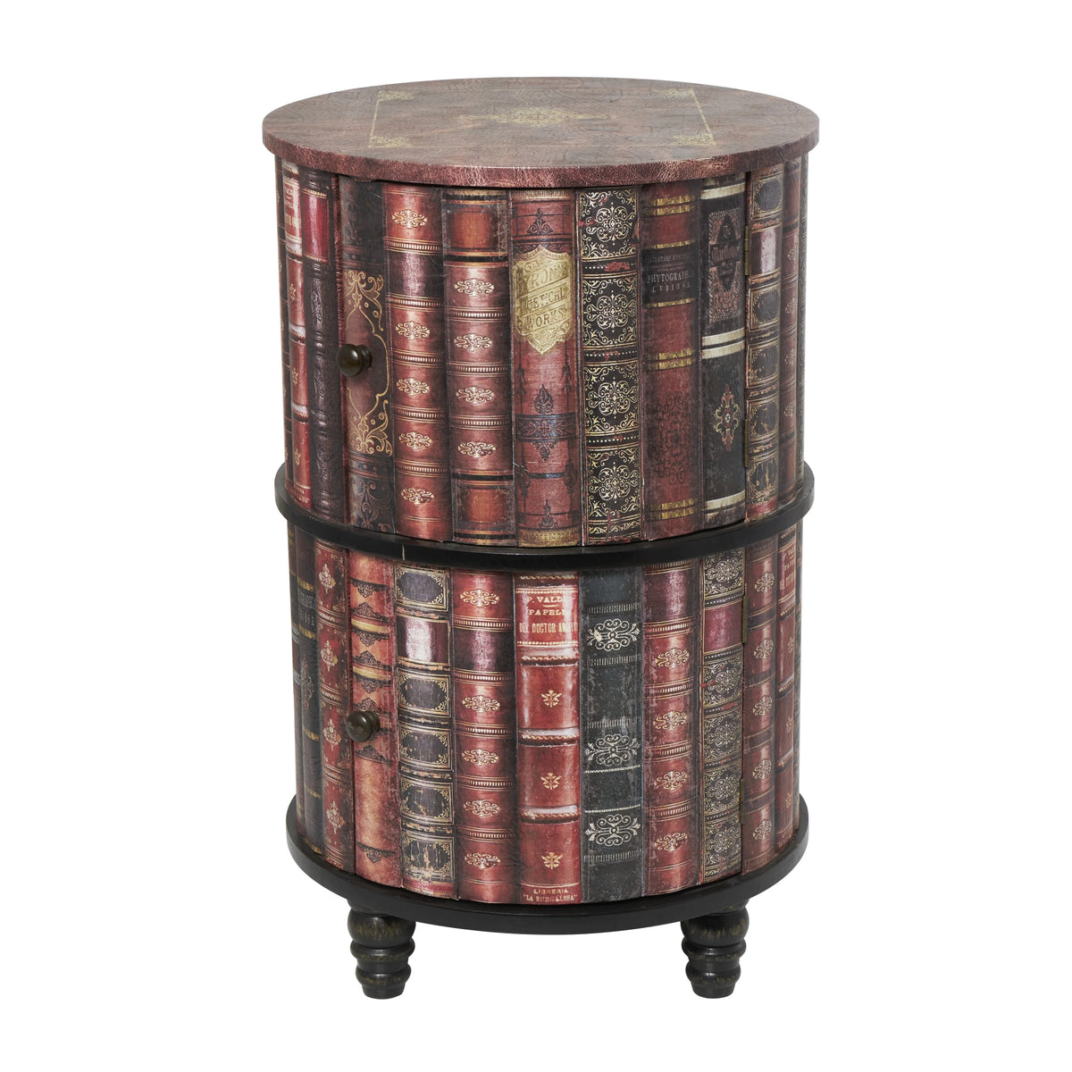 Red Wood Cabinet with Faux Leather Accents L70636