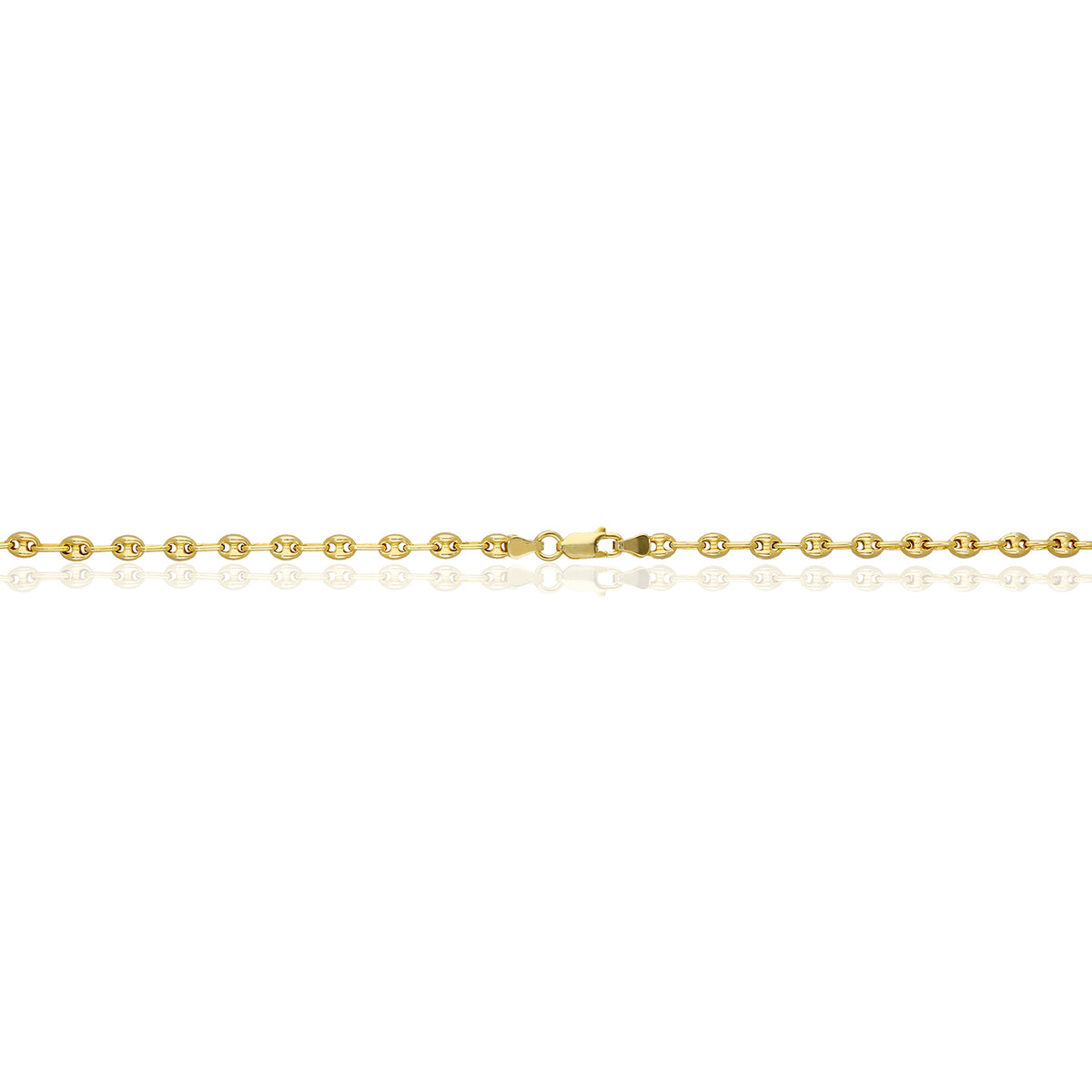 18K Yellow Gold Over Silver 4.5mm Puffed Anchor Mariner Chain Necklace 16"-24" W338767