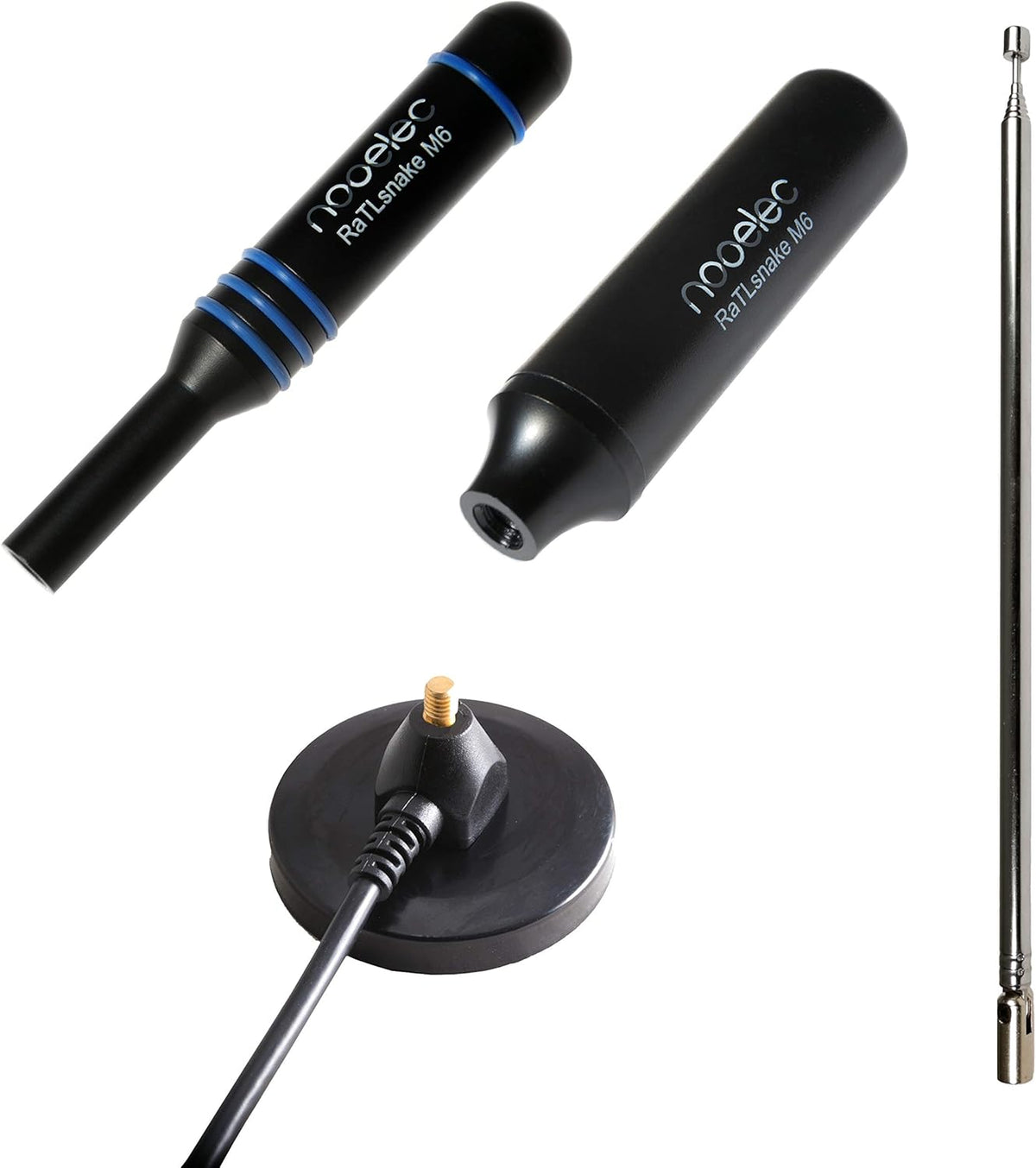 Magnetic Whip Antenna Set with Low-Loss RG58 Cable for 50 Ohm SMA Connectors, Pack of 2 G527