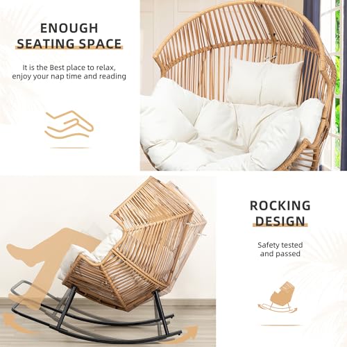 Oversized PE Rattan Wicker Rocking Egg Chair with Cushion T749